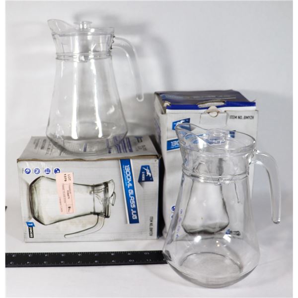 TWO 1300ML GLASS JUGS