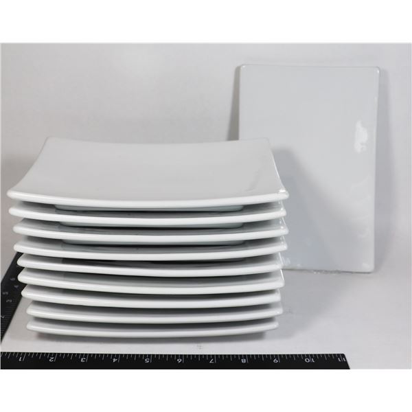 LOT OF 10 SQUARE PLATES 8X5 1/2"