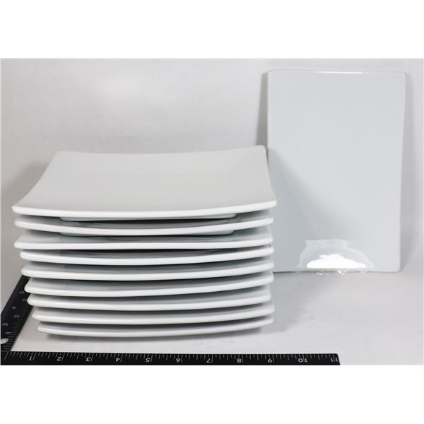 LOT OF 10 SQUARE PLATES 8X5 1/2"
