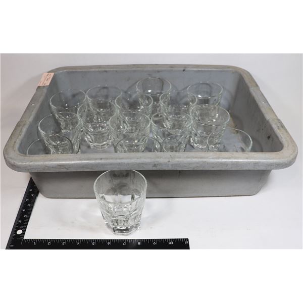 LOT OF 16 GLASS CUPS AROUND 3 1/2" TALL
