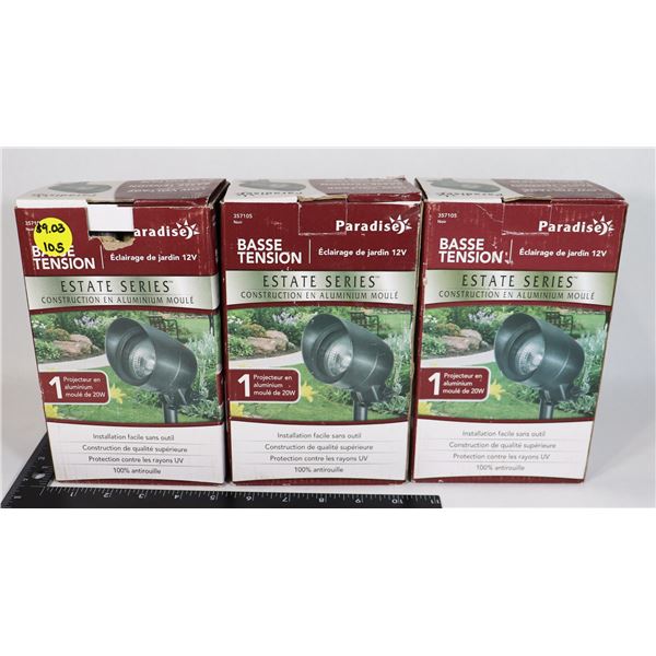 X3 GARDEN LIGHT FIXTURES UNTESTED SOLD AS IS