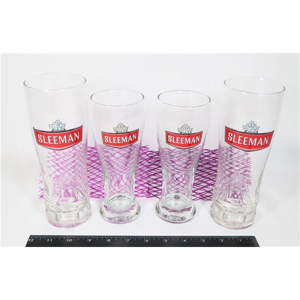 2 SLEEMAN KNOBBLY PINT GLASSES WITH 2 SLEEMAN