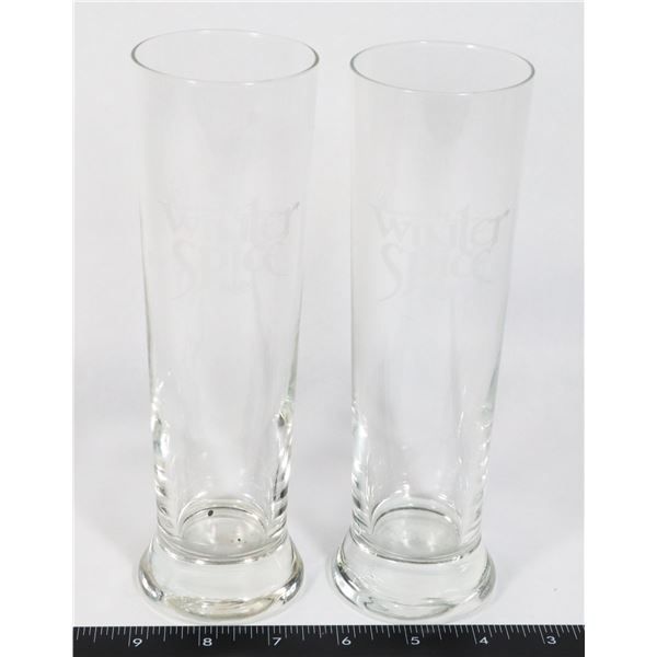 2 BIG ROCK WINTER SPICE ALE SLEEVE GLASSES