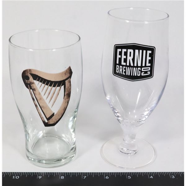 FERNIE BREWING TULIP GLASS WITH GUINNESS DARK HARP
