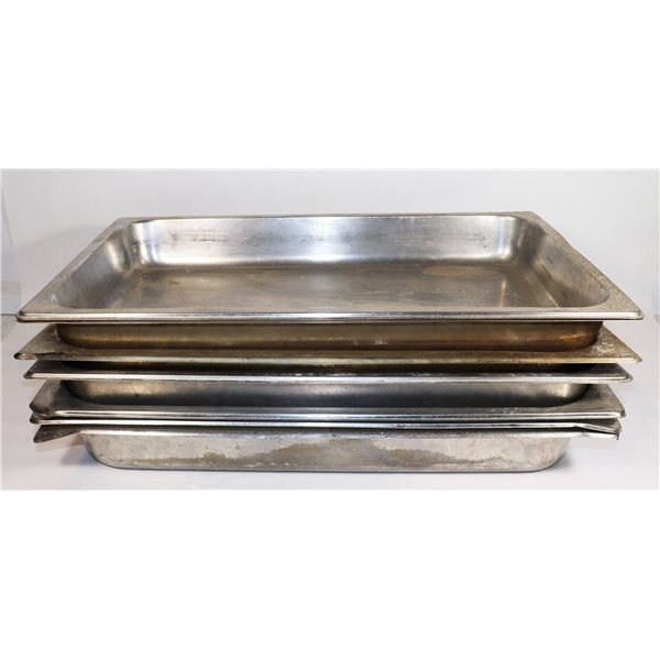 3 FULL SIZE STAINLESS STEEL INSERTS, NO LIDS