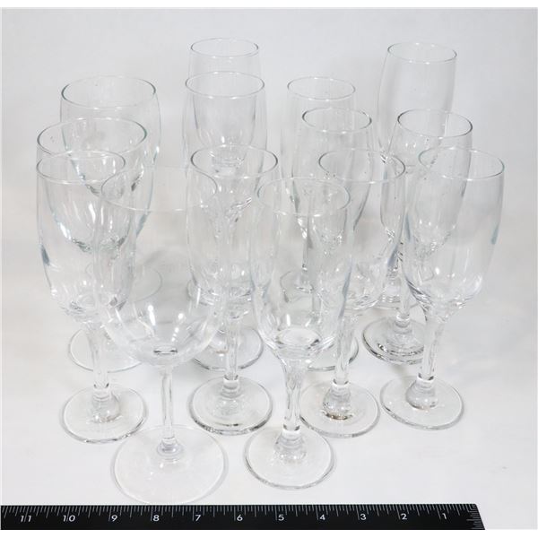 MILK CRATE OF WINE GLASSES