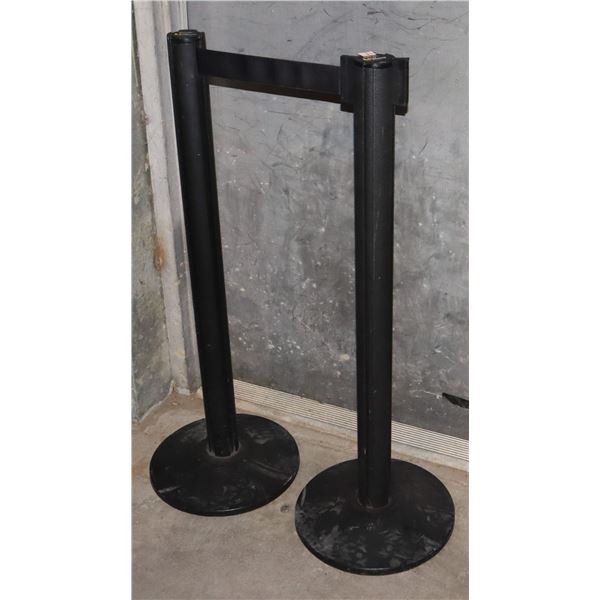 TWO BELTRAC CROWD CONTROL BARRIER POSTS WITH