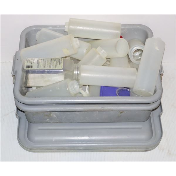 *BAILIFF SEIZURE* TWO GREY BUS PANS WITH LIDS FULL