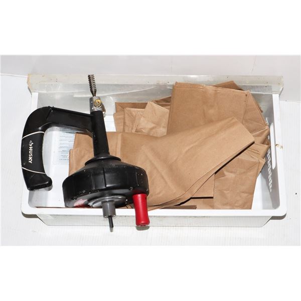 *BAILIFF SEIZURE* BOX WITH DRAIN SNAKE AND MORE