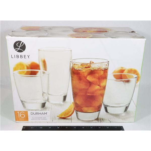 LIBBEY DURHAM 16PC GLASSWARE SET -LIKE NEW