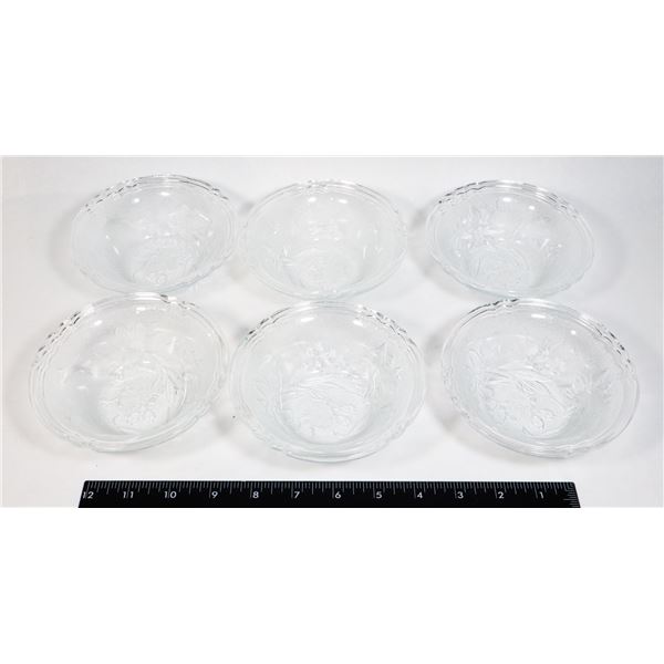LOT OF 6 GLASS FRUIT BOWLS
