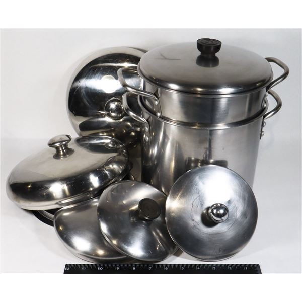 BOX WITH STAINLESS STEEL COOKWARE AND ASSORTED