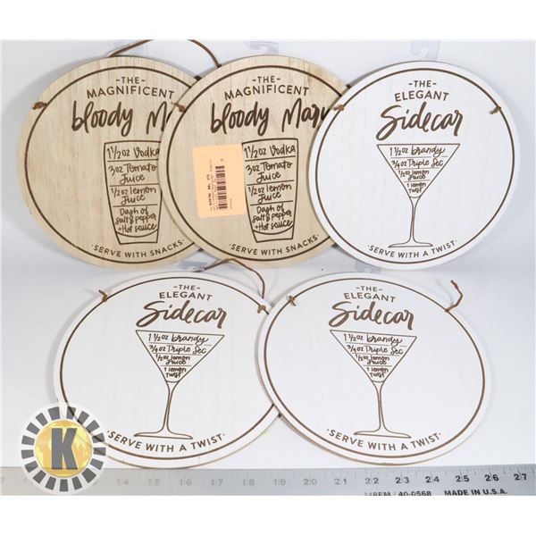 LOT OF 5 WOODEN BAR SIGNS