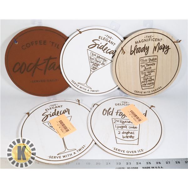 LOT OF 5 WOODEN BAR SIGNS