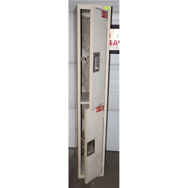 LOCKER, TWO DOORS. APPROX. 6' TALL X 1' 'WIDE X 15"D