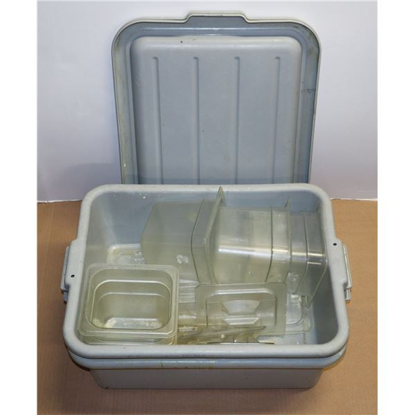 *BAILIFF SEIZURE* TWO GREY BUS PANS WITH LIDS FULL