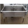 Image 1 : TWO TUB STAINLESS STEEL SINK ON LEGS (APROX 51" W X 26" D)