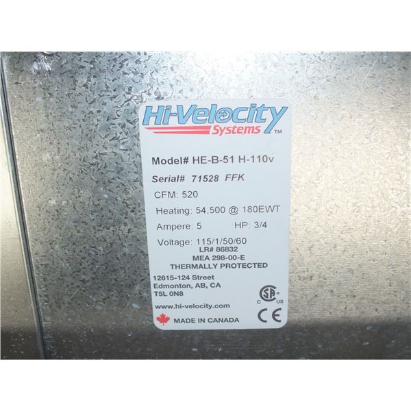 Hi-Velocity Heating & Cooling Fan Coil