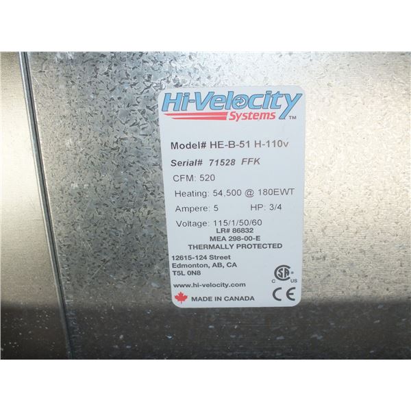 Hi-Velocity Heating & Cooling Fan Coil