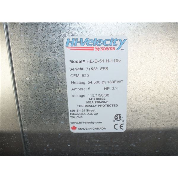 Hi-Velocity Heating & Cooling Fan Coil