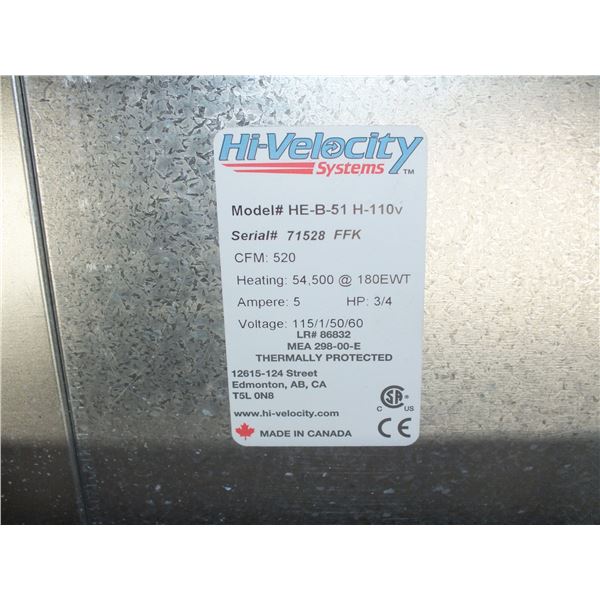 Hi-Velocity Heating & Cooling Fan Coil