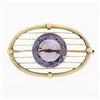 Antique Victorian 18k Yellow Gold Music Strings Brooch Lavender Purple Amethyst