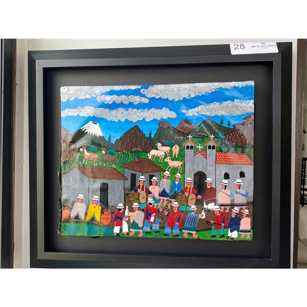 Church Oil On Leather 16.5 x 14