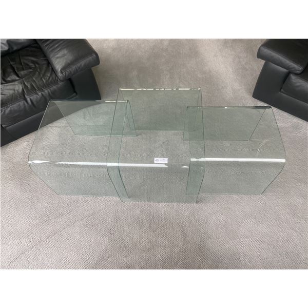 Modern Glass Stacking Side Tables Set 3 Pieces 23 x 20 x 19T
