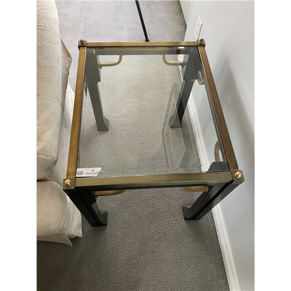 Beveled Glass & Brass Designer Side Tables 19 X 21