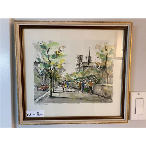 Water Colour Print Of Paris G.Bilony 16L x 14W