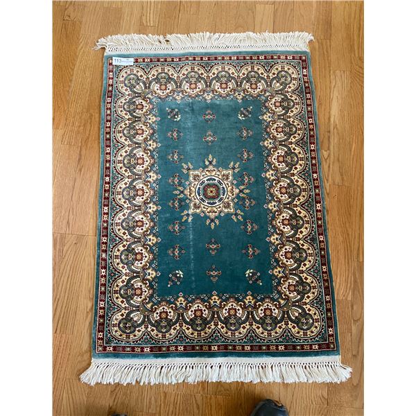Turkish Hand Knotted Silk Carpet 36L x 27W