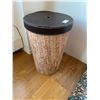 Image 1 : Designer Waste Basket With Leather Top