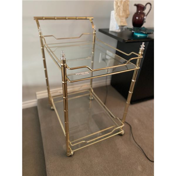 Luxury Brass and Glass Tea Cart 27L x 19W x 31T