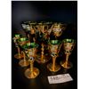 Image 1 : Hand Painted Green And Gold Glass StemWare