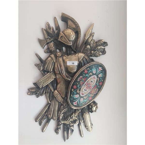 Vintage Brass Knight Plaque