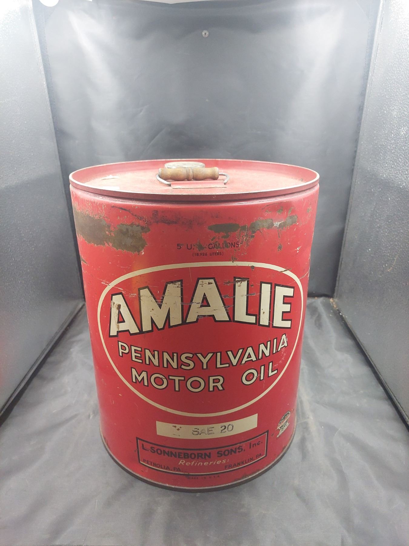 Vintage Amalie Motor Oil 5 Gallon Pail
