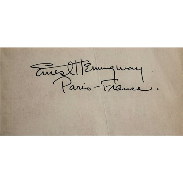 Ernest Hemingway signature slip