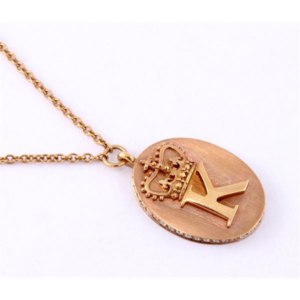 EDWARDS AND RELLAS K CROWN PENDANT NECKLACE