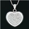 Image 6 : 14k White Gold .75 ctw Pave Round Diamond Heart Pendant Necklace w/ Frosted Fram
