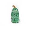 Image 1 : Antique Chinese Carved Jadeite Pendant Mounted in 18K Yellow Gold with Ruby