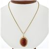 Image 1 : Antique 14K Gold Carved Carnelian Cameo Hand Engraved Frame Pendant 20" Necklace