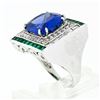 Image 8 : Estate Platinum 12.53 ctw GIA Tanzanite Emerald & Diamond Cocktail Statement Rin