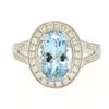 Image 1 : New Modern 18K White Gold 3.07 ctw Oval Aquamarine Diamond Sylvie Split Shank Ri