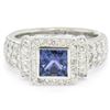 Image 2 : New Platinum 2.37 ctw Tanzanite and Diamond Halo Ring
