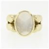 Image 4 : Vintage Kaufmann De Suisse 18k Gold Bezel Set Moonstone Open Wave Solitaire Ring