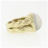Image 5 : Vintage Kaufmann De Suisse 18k Gold Bezel Set Moonstone Open Wave Solitaire Ring