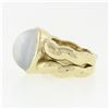 Image 6 : Vintage Kaufmann De Suisse 18k Gold Bezel Set Moonstone Open Wave Solitaire Ring