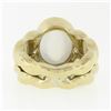 Image 7 : Vintage Kaufmann De Suisse 18k Gold Bezel Set Moonstone Open Wave Solitaire Ring