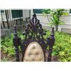 Image 2 : Qty 2 Carved Wooden Straight Tall-Back Chairs w/ Upholstered Seat & Back 19"x16"x54"H
