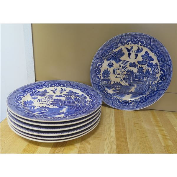 Qty 7 Floral Plates made in Japan 9.5" dia